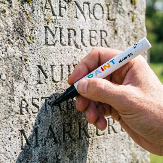Opravná barva ve fixu na náhrobky Voděodolný Přesný hrot Kamenný popisovač Rychleschnoucí Inkoust nerozmazávající se Značkovač náhrobků pro pamětní nápisy