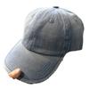 New vintage washed denim baseball cap with holes, retro duckbill cap for men and women, frayed edge sun hat, versatile