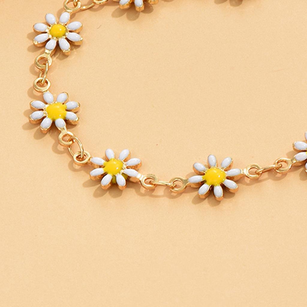 European and American creative fashion drip alloy flower necklace anklet simple and versatile design metal chain jewelry