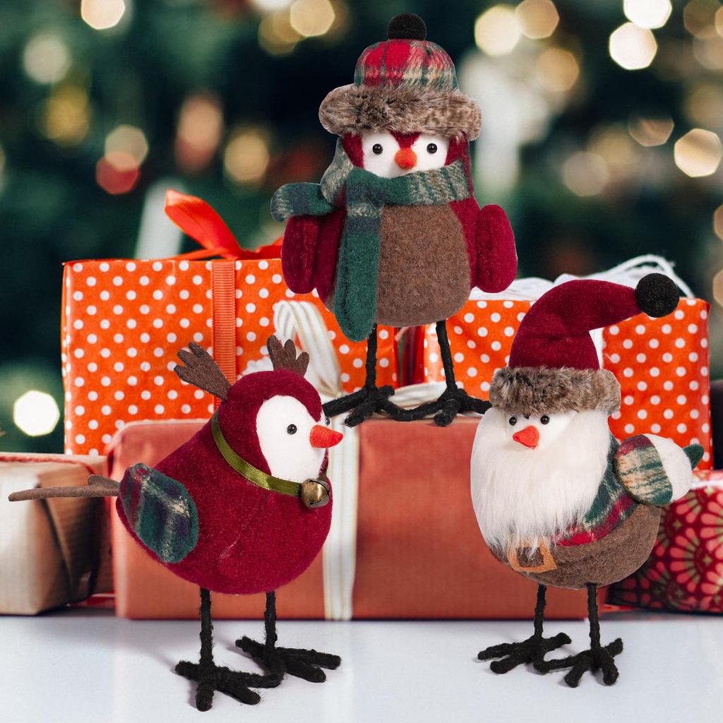 Santa Claus Bird Christmas Ornament - Cute Standing Festival Decoration