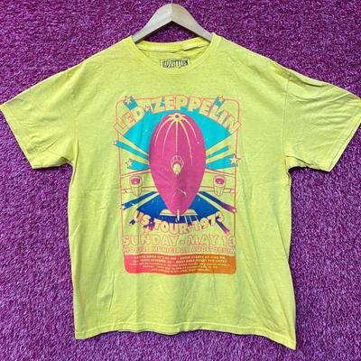 Led Zeppelin Tour USA 1973 Rock Band Giallo 100% Cotone Maglietta Uomo Top
