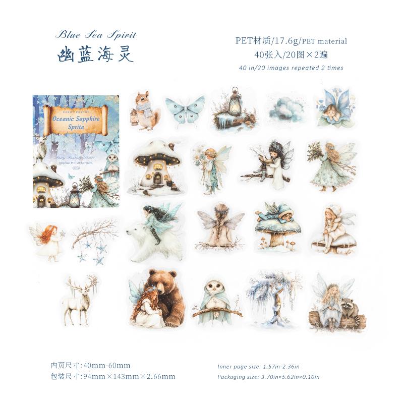 40pcs/pack Kawaii Forest Elf PET Stickers DIY Diary Scrapbook Journal Supplies Aesthetic Stationery Stickers