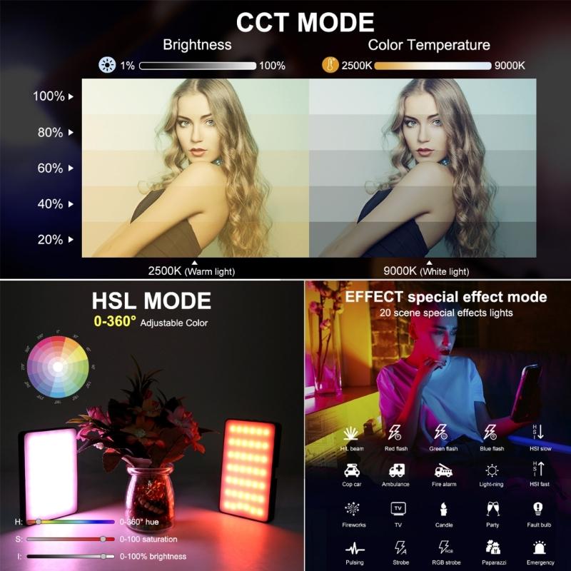 Handheld Camera Light Rechargeable USB C Powered Mini Photography Lighting For Video Photoshoots Live Broadcast