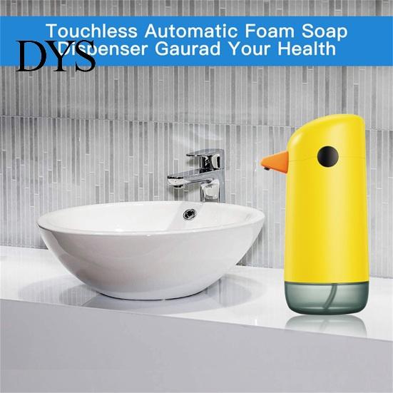 Gelber 220ml Seifenspender Cartoon Ente Design Nachfüllbar Batteriebetrieben Verstellbar Lagerung ABS Automatische Induktion Händedesinfektionsmittel für Küche