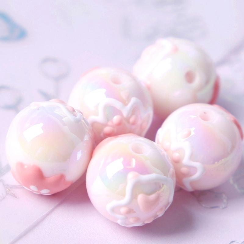 5шт милые прямые отверстия цветок мультфильм круглые бусины браслет материалы ручная — фото 12
