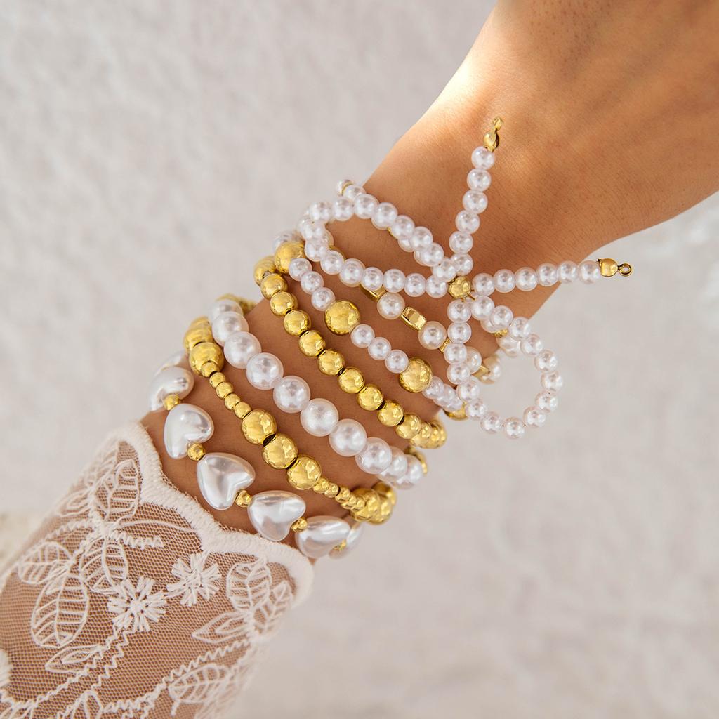 Love Imitation Multi-layer Pearl Bracelet Set Temperament High-end Beaded Bracelet Jewelry Set