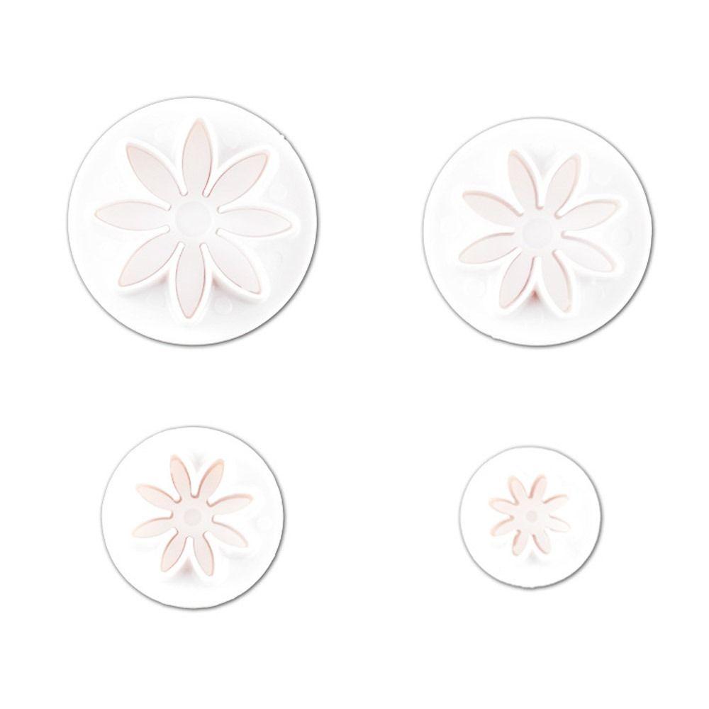 4Pcs Reusable Daisy Flower Cake Decoration Fondant Mold Cake Cutter Cookie Mold Plunger Mould