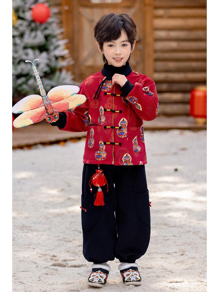 

Chinese Style Winter Outfit for Kids - Red Tang Suit for New Year Celebrations 140 cm