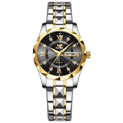 Women's Watch Quartz Commuting Stylish Calendar Day Date Round Face 30mm Diameter Stainless Steel Japanese Movement Diamond Index Daily Waterproof