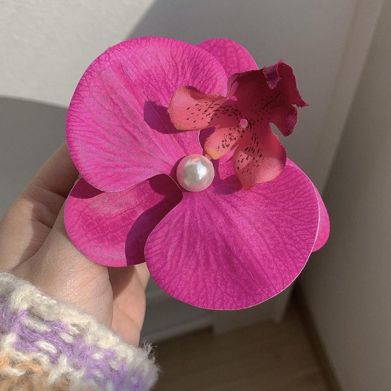 Korean Sweet Orchid Hair Clip For Woman Artificial Flower Hairpins Hair Barrettes Clip Wedding Party Headwear Accessories Gifts