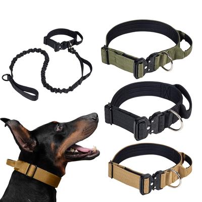 Dog Collar Leash Set Nylon Tactical Dog Collars Rugged Durable Zinc Alloy Buckle Thicken Soft Lining Collar For Medium Big Dogs