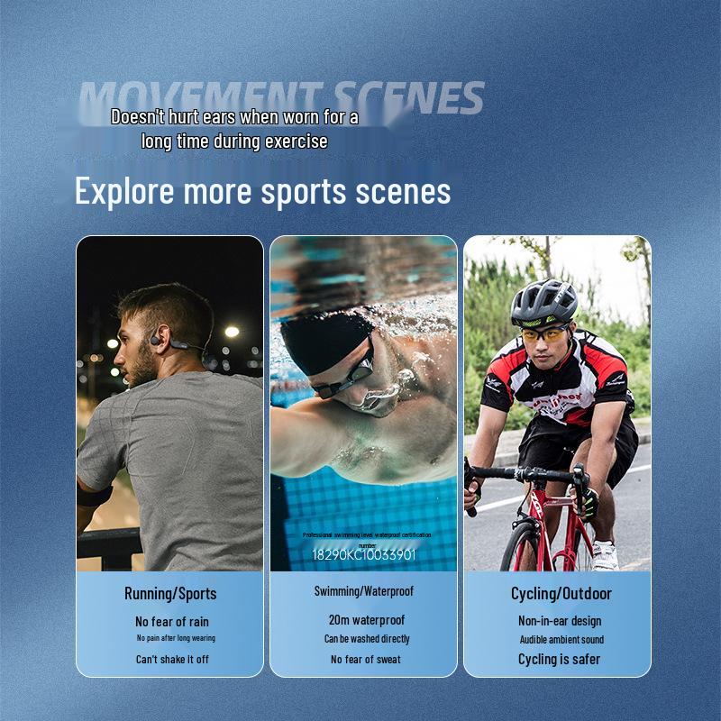 Y12 Bone Conduction Bluetooth Earphones: Waterproof, Non-In-Ear, with Card Slot for Sports, Swimming, and Running.