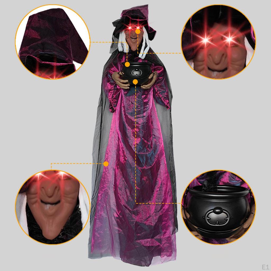 Halloween Hanging Animated Screaming Witch Height 70.9" for Events