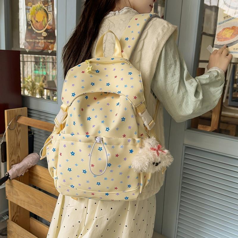 Schoolbag Korean ins wind star backpack female new high school student high value schoolbag large capacity travel commuter backpack