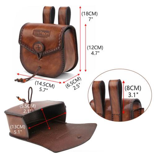 TOURBON Shell Pouch, Leather Tool Pouch, Belt Carry Case for Airsoft, Camping, Mountaineering, and Fishing