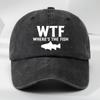 WTF Fish Print Outdoor Men's Washed Baseball Cap Retro Duckbill Cap Sports Casual Baseball Cap