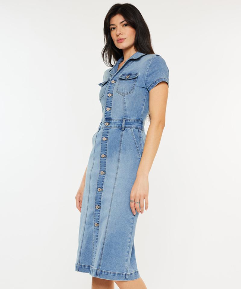 KANCAN Short Sleeve Midi Denim Dress Yusura