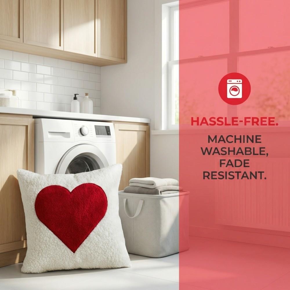 Soft Valentine Heart Pattern Pillowcase Embroidery Decorative Tufted Cushion Case Square 45CM Throw Pillow Cover