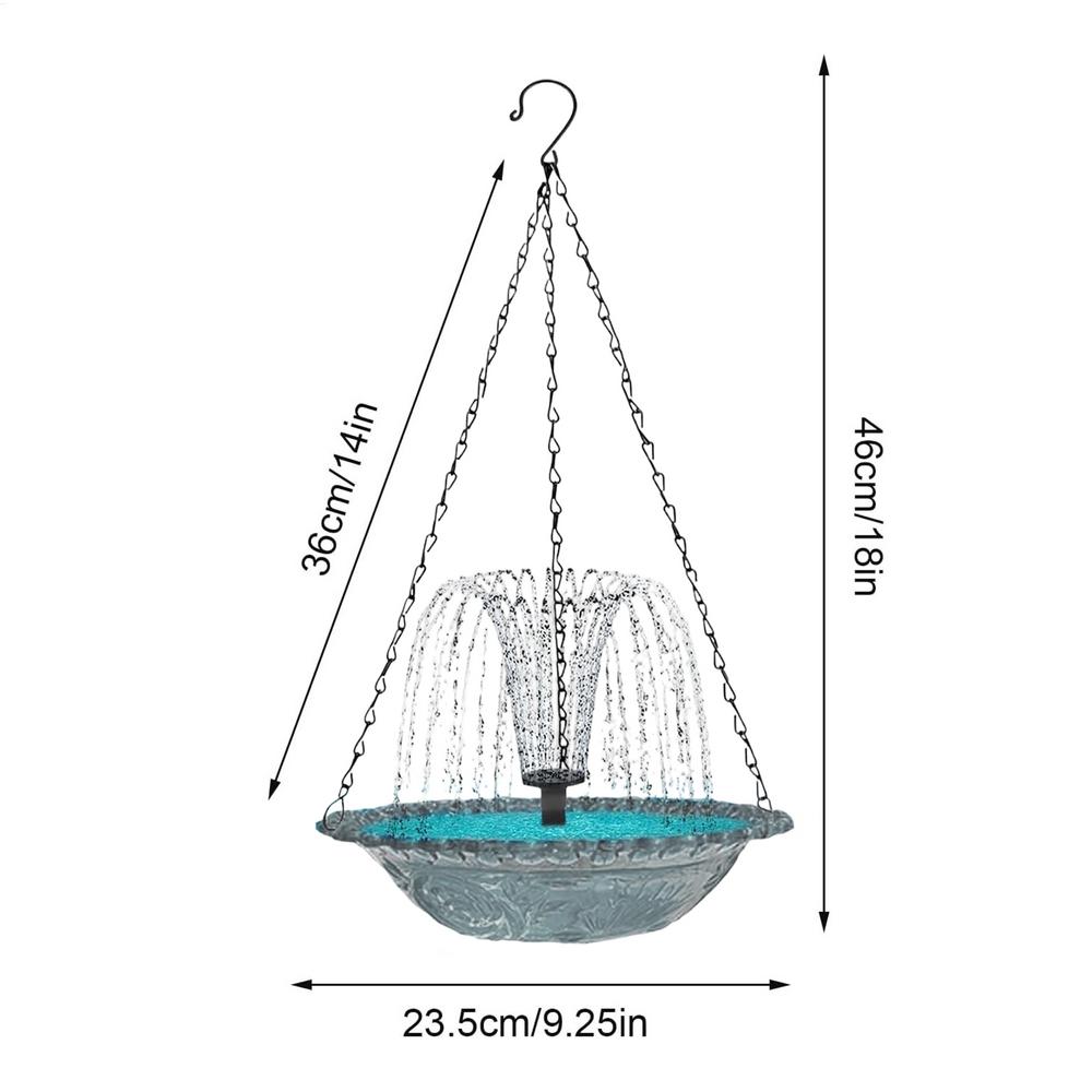 Solar Bird Bath with Water Pump Hangable Hummingbird Waterer Eco-Friendly Solar Fountain for Outdoor Patio, Garden & Backyard