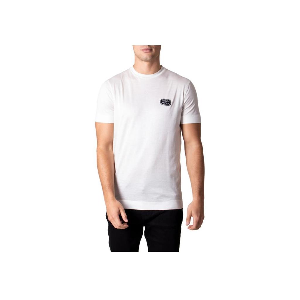 Emporio Armani SS23 Logo Stickerei Einfarbige Rundhals Kurzarm T-Shirt Herren Oberteile Weiß 6K1T72-1JUVZ-101
