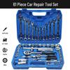 46-Piece Ratchet and Socket Wrench Set for Car and Motorcycle Repair