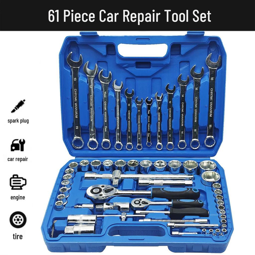 46-Piece Ratchet and Socket Wrench Set for Car and Motorcycle Repair