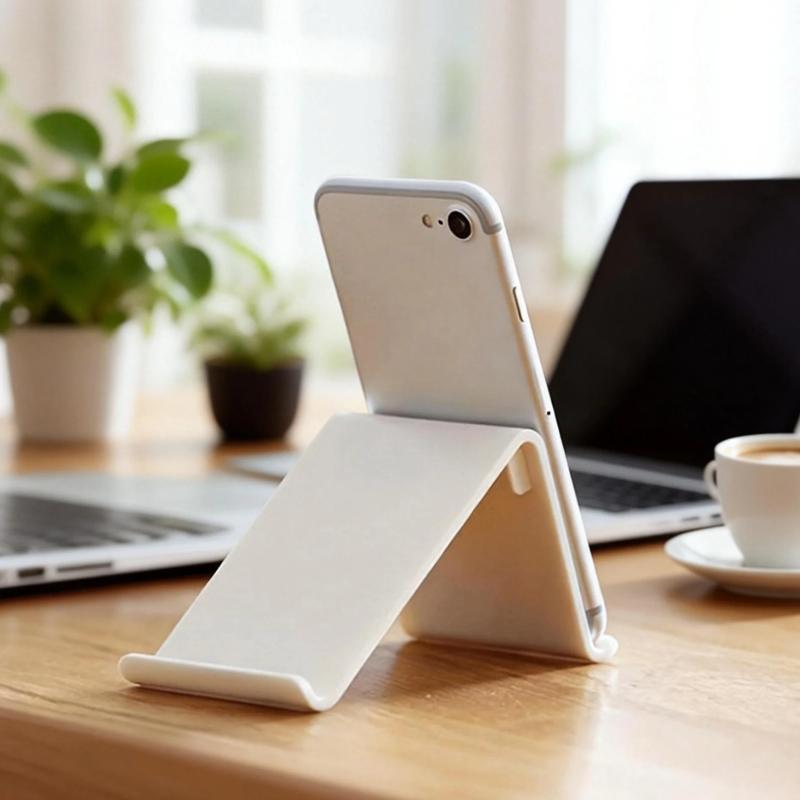 1PC Simple White Phone Stand - Portable Desktop Holder for All Phones & Tablets Office Bedroom