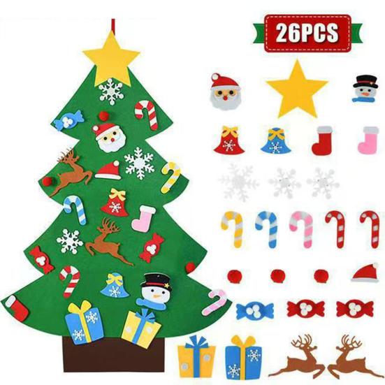 DIY Felt Christmas Tree with Detachable Ornaments Interactive Holiday Activity for Kids to Develop Motor Skills Wall Hanging Decor for Bedroom
