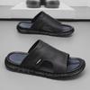 Luxury Men's Leather Slippers 2025 Summer New Beach Slippers Outdoor Casual Flat Slippers for Men Large-size Beach Shoes