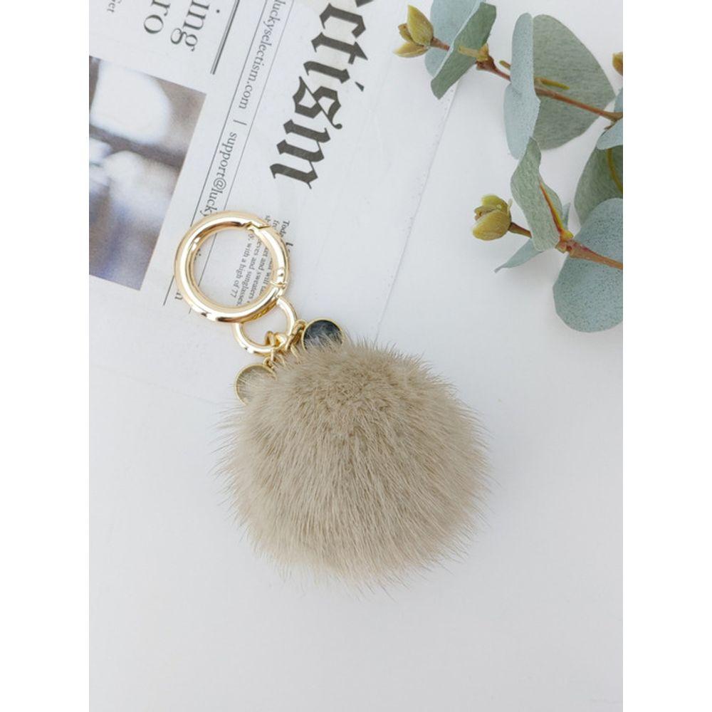 LALA Natural Mink Fur Keychain - Beige