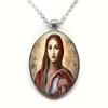 A Christian Virgin Mary Pendant Necklace, Faith, Hope, Love Jewelry, Religious Gifts for Women, Time Gemstone Necklace Pendant