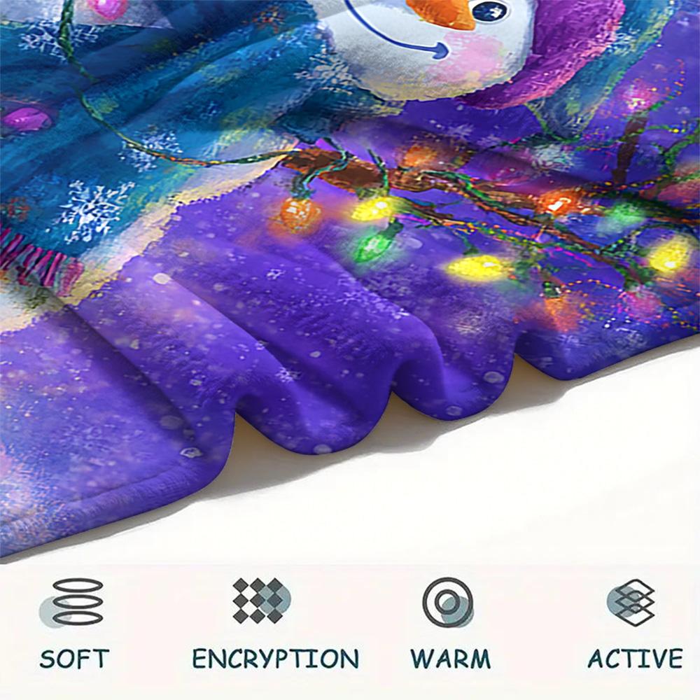 Schneemann-Print Flanelldecke, Hohe Qualität, Bequem für alle Jahreszeiten, Heimdekoration, Wärme und Komfort, Perfekt für Weihnachtsgeschenke