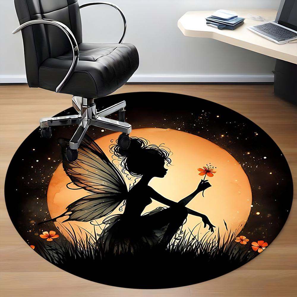 1pc Fairy Moon Office Round Area Rug,  Mat Suitable ForOffice, Under Office Chairs Bedroom Living Room Home Decor, Room Deco