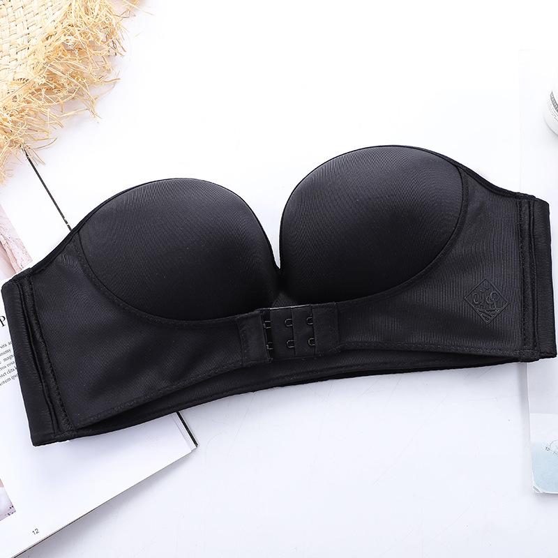 Strapless Front Buckle Bra Invisible Non-slip Girls Small Chest Thick Cup Bra Push Up Adjustable Underwear Bra