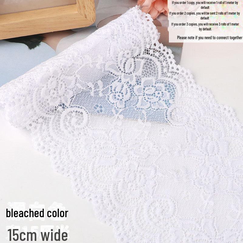 15cm Szeroka Miękka Elastyczna Koronka do Dekoracji Ubrań i Spódnic DIY w Kolorze Białym lub Czarnym