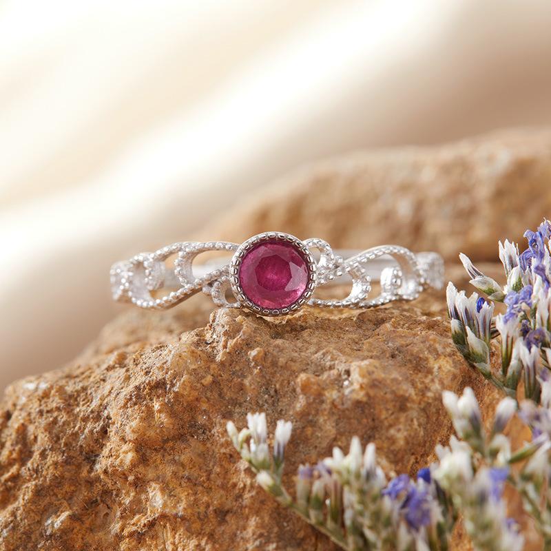 Natural Sapphire Ruby Topa Garnet Peridot Colored Treasure Ring Women'S S925 Sterling Silver Index Finger Ring