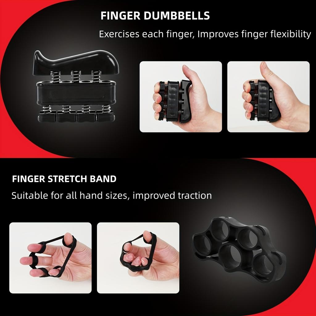 5pcs/set Hand Grip Strengthener Kit, Adjustable Hand Gripper, Forearm Strengthener, Stress Relief Hand Exercise Ball, Silicone Rings