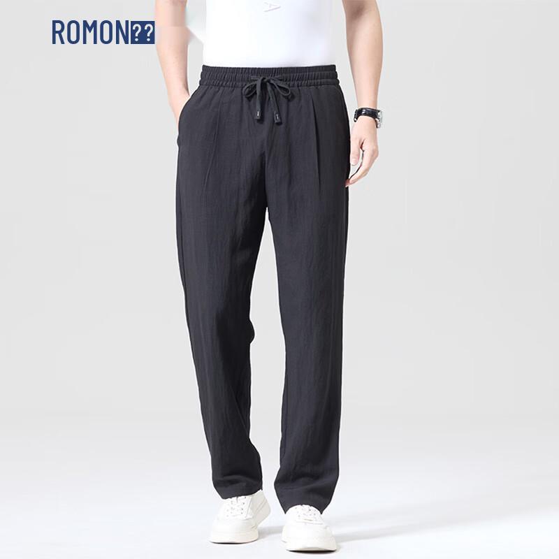 ROMON Men's Cotton-Linen Ice Silk Casual Trousers