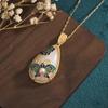 Cloisonné Enamel Necklace with 24K Gold-Plated Copper and Imitation Hetian Jade Pendant: Chinese Style Qipao Hanfu Accessory