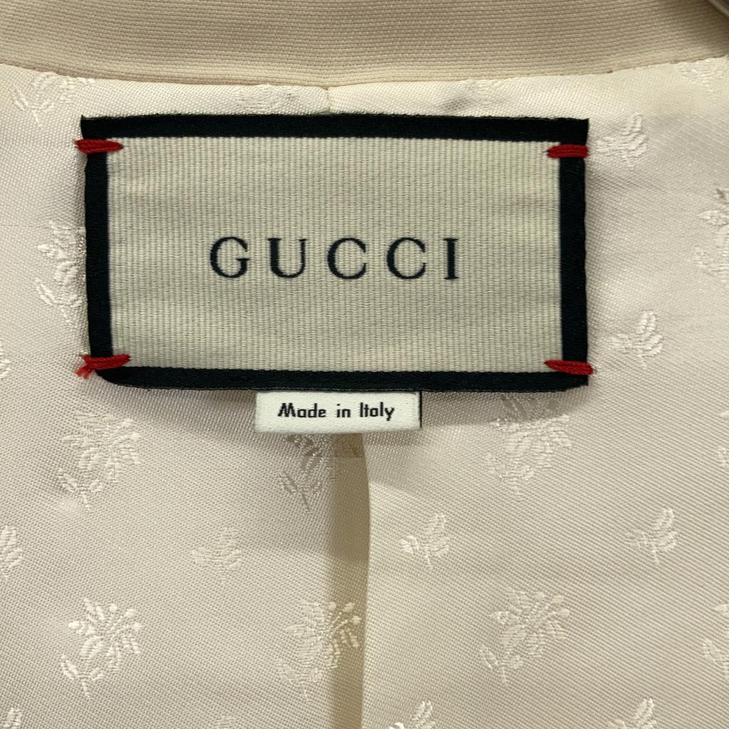 Gucci 619247 Ivory Silk Wool Logo Patch Cropped Jacket Jacket 38 IvoryUsed