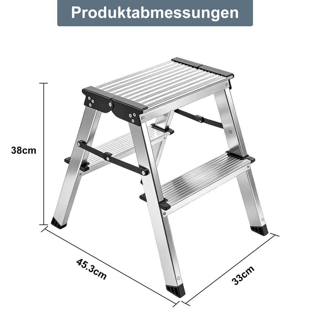 2-3 Layer Anti Slip Aluminum Ladder -22IN - Silver