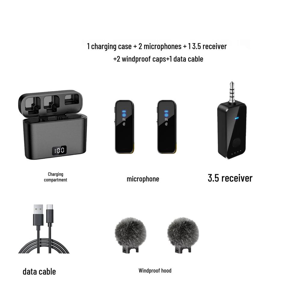 M3 Wireless Collar Clip Microphone with Charging Case, Dual Storage, Noise Reduction, for Mobile Live Broadcasts.