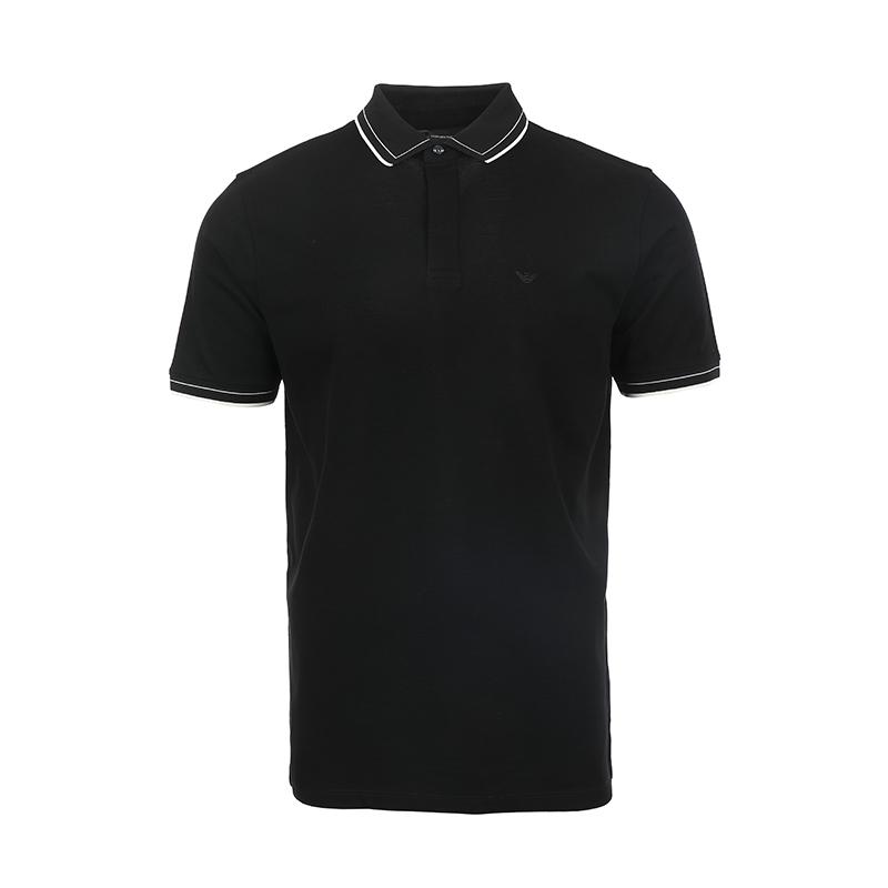 Emporio Armani Ss24 Striped Logo Embroidered Pullover Short Sleeve Polo Shirt Men polo shirts Black 3D1FM61JTKZ0999 M