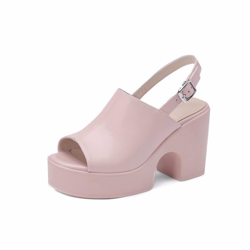 

Модные женские сандалии на высоком каблуке с пряжкой на ремне, летняя обувь на платформе и толстом каблуке, универсальные римские сандалии Femininas 35 розовый