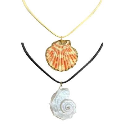 Unique Handmade Shell/Conch Bead Necklace Adjustable Rope Tie Clavicle Chain Neck Jewelry Lightweight Design Gift