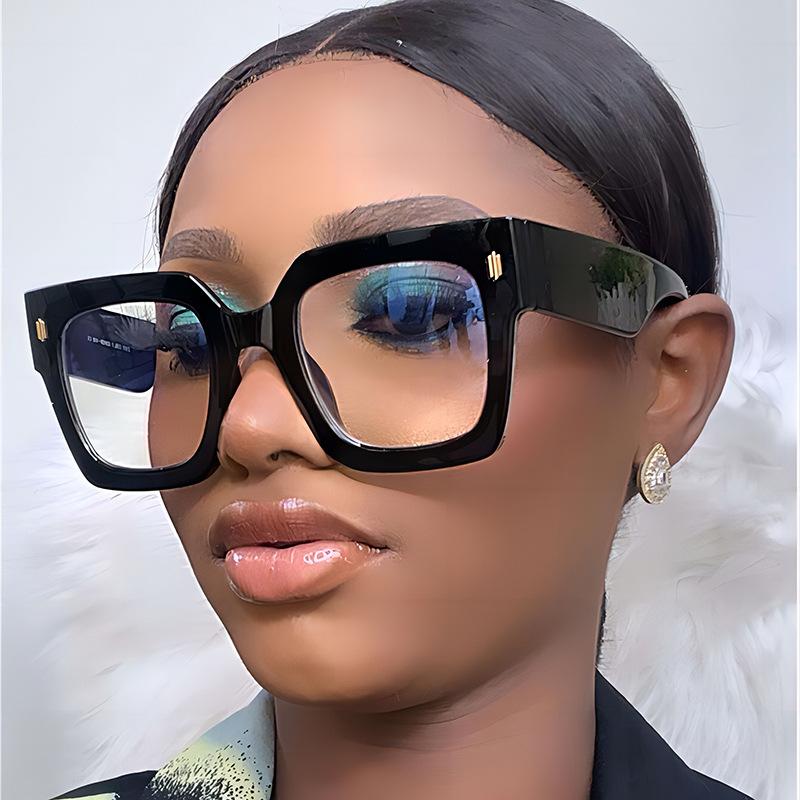 Rice Nails Big Frame Clear Lens Glasses Oversize Square Myopia Nerd Spectacles Degree