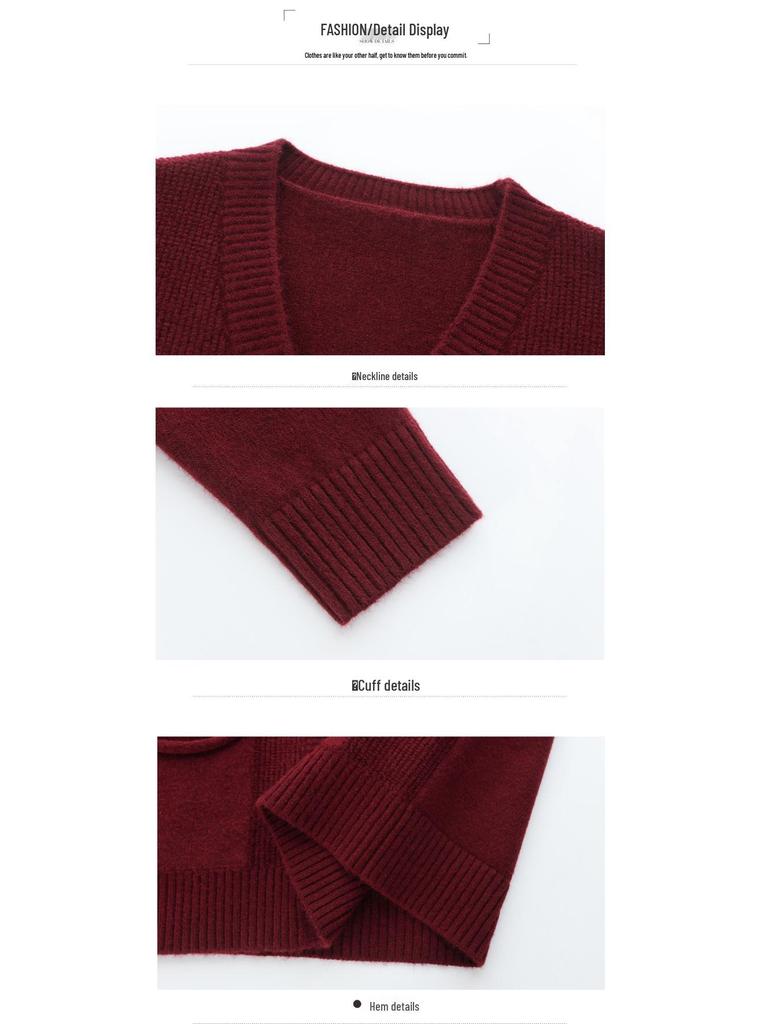 2025 Herbst Damen Eleganter V-Ausschnitt Einreihiger Strick-Cardigan Pullover Mantel mit Taschen.