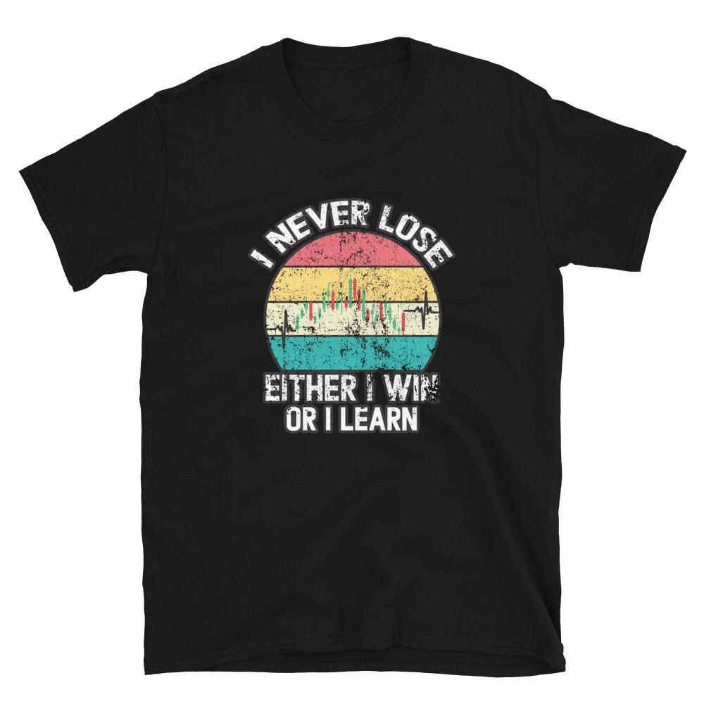 I Never Lose either I Win or Learn Retro Trader Gift outline vintage 2XL