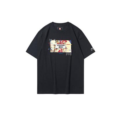 T-shirt Homme à Manches Courtes et Col Rond à Motifs Semaine de la Mode de Paris Hauts Noir AHSQ113-1