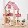 Pink Wooden Dollhouse | Multi-Level Open Layout, with Stairs, Toy, for